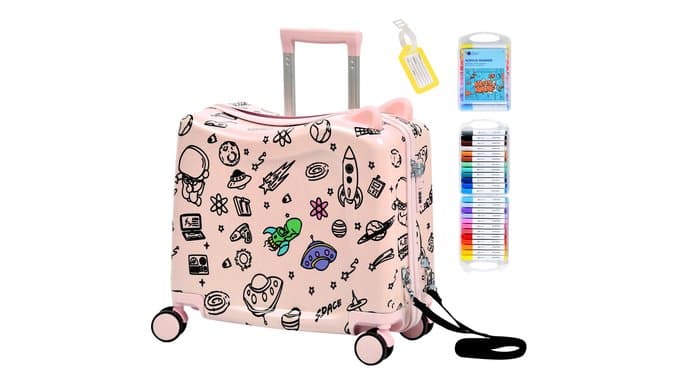 Kids Ride-On Suitcase with Cute Ears, 20" Carry-On Luggage with TSA Lock thumbnail 1