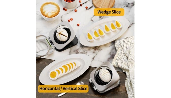 Multipurpose 3 in 1 Heavy Duty Egg Slicer,Stainless Steel Wire,Black Sliver thumbnail 2