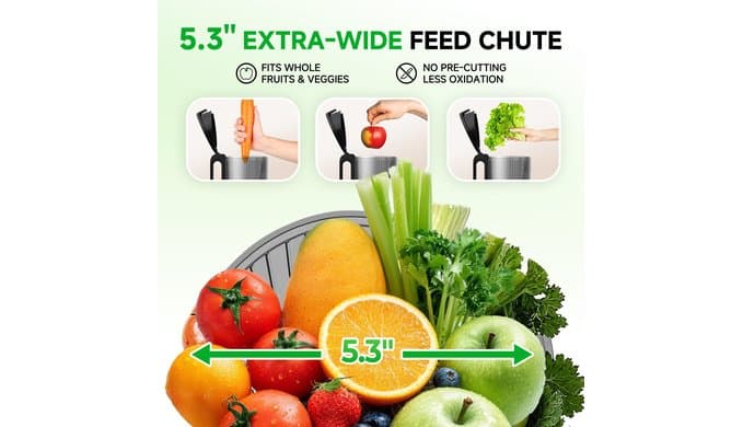 WETIE 3-in-1 Cold Press Juicer with 5.3" Extra Large Feed Chute thumbnail 4