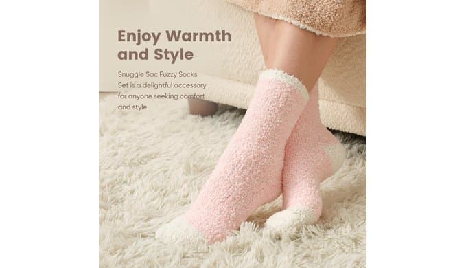 Snuggle Sac Warm Fuzzy Socks Christmas Socks for Women Super Soft Cozy Winter Slipper Socks Set Birthday Gifts For Her 4Pairs thumbnail 4