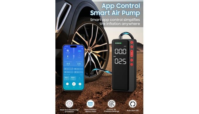 10000mAh Tire Inflator Portable Air Compressor for Car Tires thumbnail 4