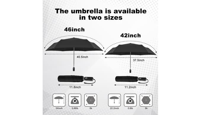 Mini Flat Umbrella Automatic Compact Travel Rain Pocket Purse 42/46 Inch thumbnail 3