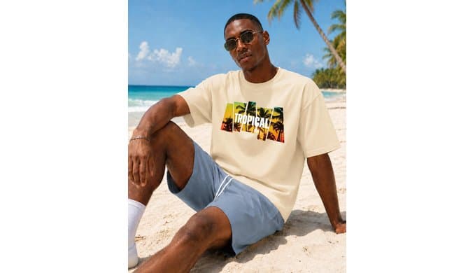 KUYIGO Men's Tropical Palm Tree Graphic T Shirt Casual Summer Tee thumbnail 4