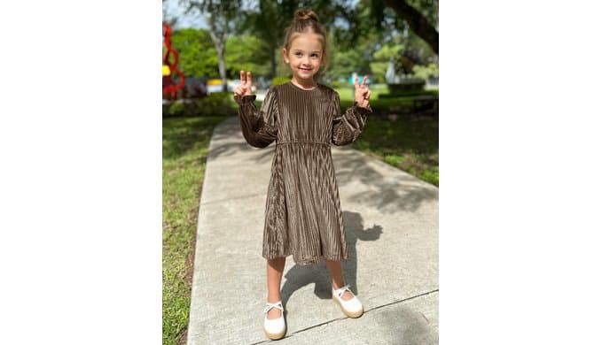 Stelle Girls Long Sleeve Velvet Dress with Pockets 5-15 Years thumbnail 3