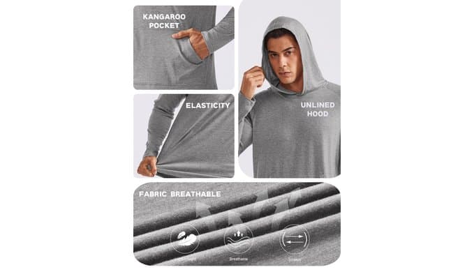 PINSPARK Men's Lightweight Workout Hoodies Pullover Golf Gym Sweatshirt thumbnail 4