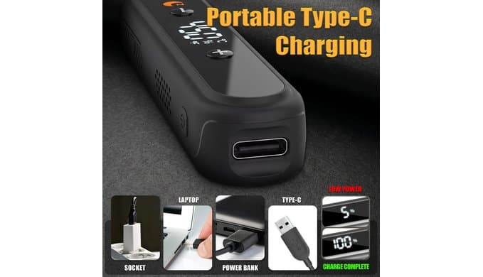Cordless Soldering Iron Kit, 1600mAh USB-C Rechargeable Soldering Pen with LED Display & Stable Temp Control, Charging-While-Use, 356°F-842°F/180°C-450°C, 3 Tips for DIY Electronics (Black) thumbnail 4