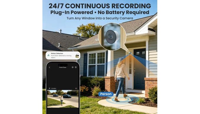 SOLIOM 5MP Window Camera with LCD Touchscreen,Indoor Camera for Home Security Outdoor,24/7 Recording,Anti-Glare Color Night Vision,AI Motion Detection, No-Drill Install for Apartments & Rentals thumbnail 5