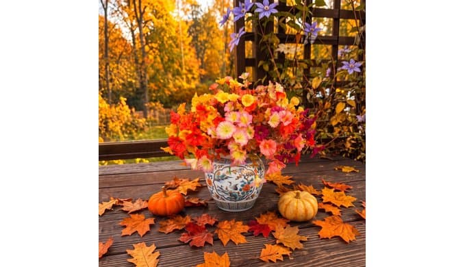 FULLMUSIC Autumn Artificial Flowers for Outdoor (10, Mixed Color A) thumbnail 5