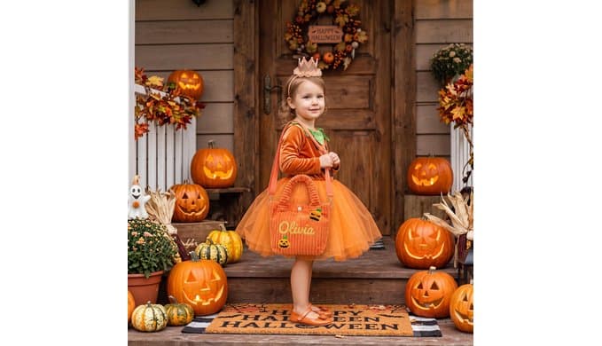 Personalized Halloween handbag, featuring various Halloween patterns to choose from. It can be used as both a crossbody bag and a tote bag, and is perfect for shopping, camping and picnics. thumbnail 4