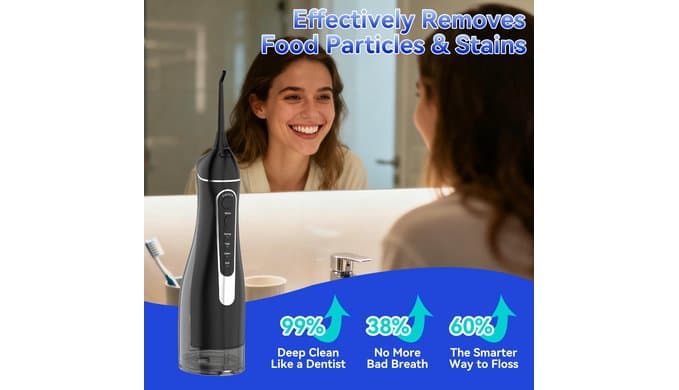 Water flossers for Teeth Pick, Portable Oral Irrigator Dental with 4 Modes 5 Jet Tips, IPX7 Rechargeable Water Tooth Flosser for Braces Sensitive Gum Care，300ml Tank for Home Travel Use thumbnail 3
