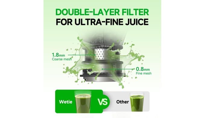WETIE 3-in-1 Cold Press Juicer with 5.3" Extra Large Feed Chute thumbnail 5