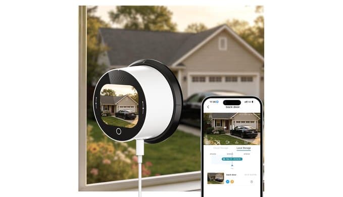 SOLIOM 5MP Window Camera with LCD Touchscreen,Indoor Camera for Home Security Outdoor,24/7 Recording,Anti-Glare Color Night Vision,AI Motion Detection, No-Drill Install for Apartments & Rentals thumbnail 1