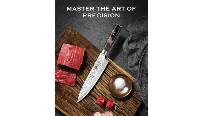 Japanese Chef Knife, 67-Layer Damascus Steel 8 Inch Kitchen Knife with AUS-10 Core, Professional Hand Forged Gyuto Knife with Gift Box, Ergonomic Handle, Ideal Valentine's Day Gifts for Men Women thumbnail 3