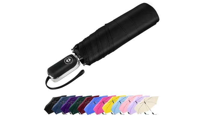 Mini Flat Umbrella Automatic Compact Travel Rain Pocket Purse 42/46 Inch thumbnail 1