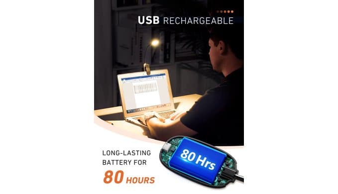 Monotremp Rechargeable Book Lights for Reading at Night, Clip-On 3 Colors thumbnail 3
