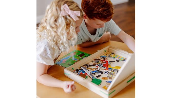 Melissa & Doug Wooden Magnetic Matching Picture Game with 119 Magnets and Scene Cards Magnetic Book Scenes for Kids Ages 3+ thumbnail 5
