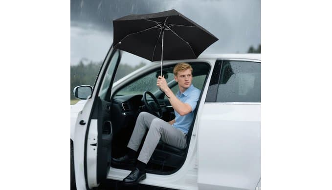 Mini Flat Umbrella Automatic Compact Travel Rain Pocket Purse 42/46 Inch thumbnail 2