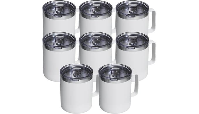 8 Pack 12oz Insulated Coffee Mug with Lid, Stainless Steel Cup thumbnail 1