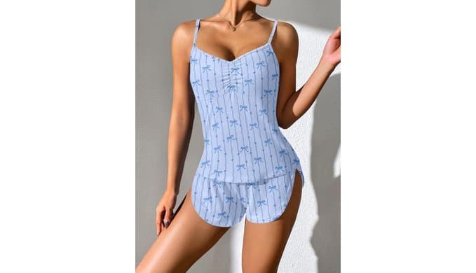 Ekouaer Pajama Sets for Women V Neck Cami Split Short Set thumbnail 3