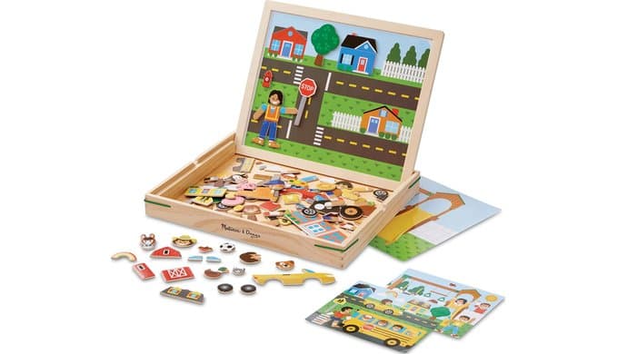 Melissa & Doug Wooden Magnetic Matching Picture Game with 119 Magnets and Scene Cards Magnetic Book Scenes for Kids Ages 3+ thumbnail 1