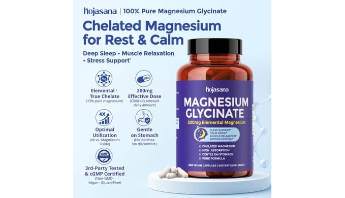 Magnesium Glycinate 200mg Chelated High Absorption 240 Capsules thumbnail 2