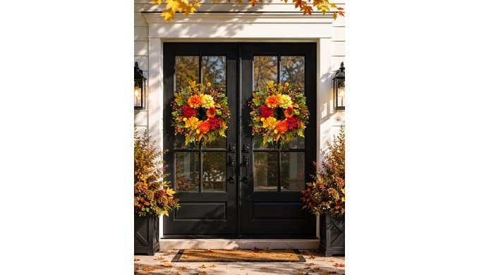 24 Inch Fall Wreaths for Front Door, Fall Decorations for Home, Fall Decor thumbnail 2