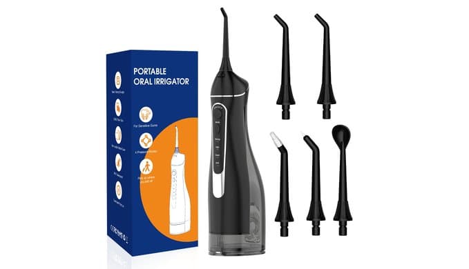 Water flossers for Teeth Pick, Portable Oral Irrigator Dental with 4 Modes 5 Jet Tips, IPX7 Rechargeable Water Tooth Flosser for Braces Sensitive Gum Care，300ml Tank for Home Travel Use thumbnail 1
