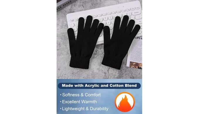 12 Pairs Winter Magic Gloves Stretchy Warm Knit Gloves with Mesh Storage Bag for Men or Women thumbnail 3