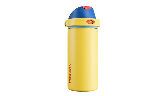 POWCAN 18 oz Stainless Steel Water Bottle: 2-in-1 Push-Button Spout & Quick-Flip Straw, Leakproof, Cold 24Hrs, Fits Car Cup Holder, Insulated Sports Water Bottle for Women, Girls (Red Apple Charm) thumbnail 1