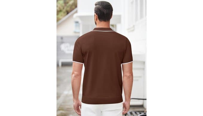 COOFANDY Men's Zipper Polo Shirt Casual Knit Short Sleeve Polo Golf T Shirt thumbnail 5
