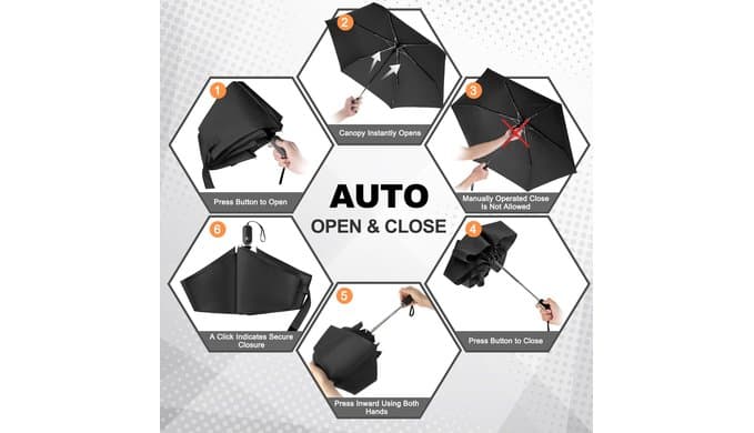 Mini Flat Umbrella Automatic Compact Travel Rain Pocket Purse 42/46 Inch thumbnail 4