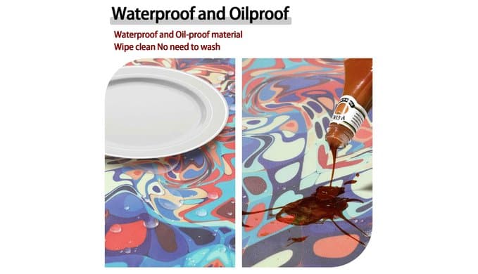 opstellen Round Tablecloth Waterproof Boho Fitted Vinyl Table Cloth Summer Fall Outdoor Circle Cover for 36-44" Tables Kitchen Dining Apartment Essentials Camping Picnic Party Decor Housewarming Gifts thumbnail 5