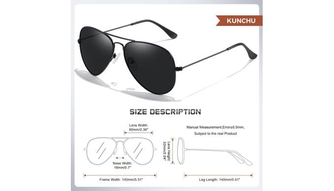 Classic Aviator Sunglasses for Men Womens Polarized UV Protection Driving Sunglasses thumbnail 3