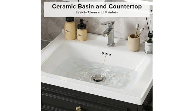 Floating Bathroom Vanity with Sink & Towel Holder, 24 inch Wall Mounted thumbnail 5