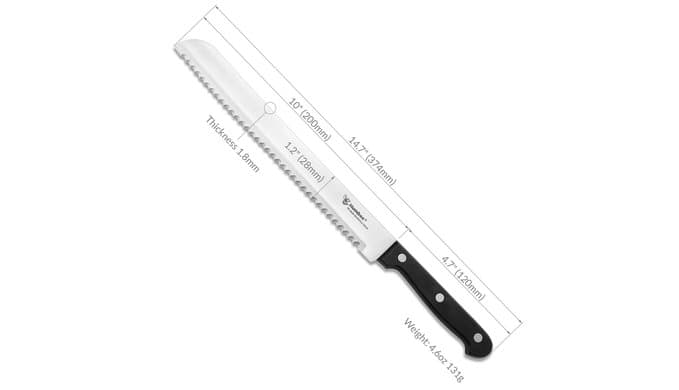 10 Inch Serrated Bread Knife, Premium Stainless Steel Blade with Wave Edge, Full Tang Handle, Razor Sharp Knife for Bread, Durable Professional Kitchen Knife thumbnail 3
