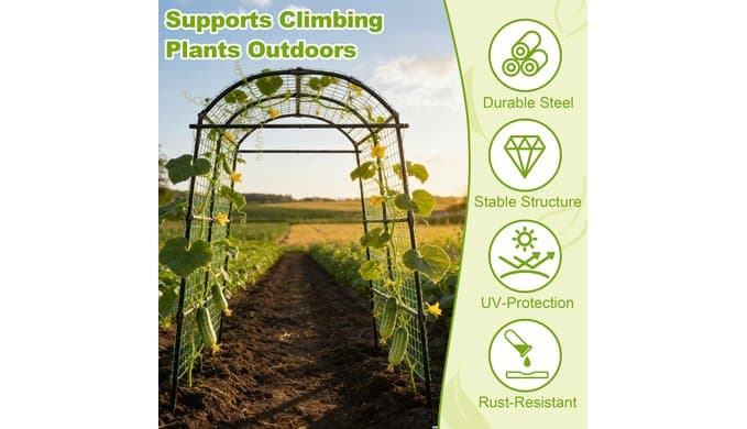 Miory Garden Arch Trellis for Climbing Plants Outdoor, 7ft Tall Plants Support Trellis for Climbing Vine Tomato Vegetable Flower Fruit, Cucumber Trellis for Raised Bed (71 x 83 Inch) thumbnail 5