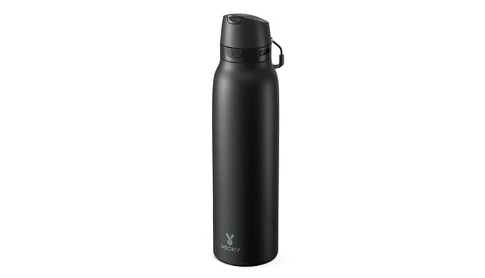 Meoky 24 oz Slim Insulated Water Bottle: 2-in-1 Locking Lid, Night thumbnail 1
