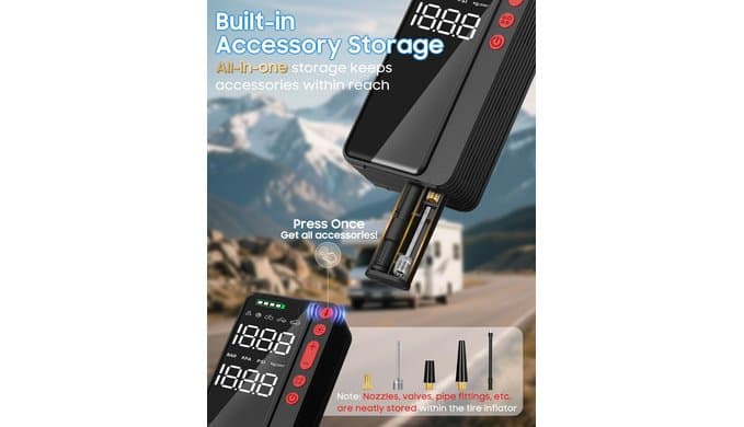 10000mAh Tire Inflator Portable Air Compressor for Car Tires thumbnail 3