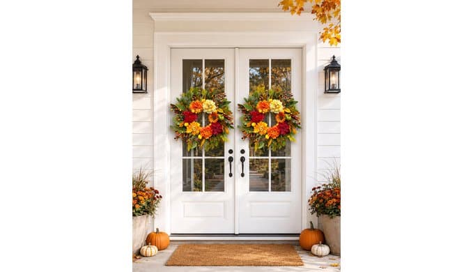 24 Inch Fall Wreaths for Front Door, Fall Decorations for Home, Fall Decor thumbnail 5