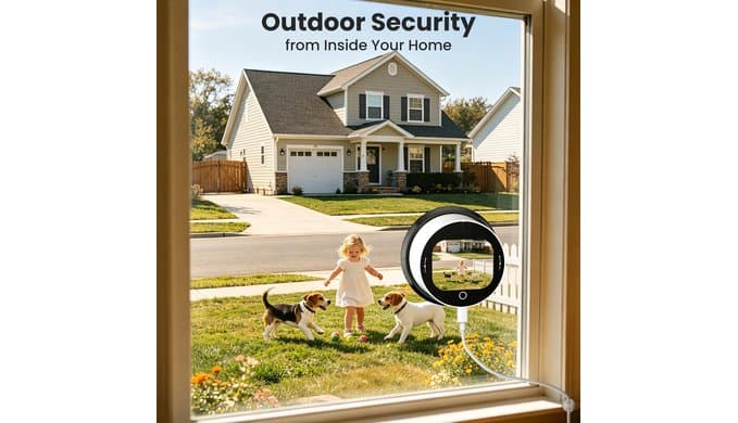 SOLIOM 5MP Window Camera with LCD Touchscreen,Indoor Camera for Home Security Outdoor,24/7 Recording,Anti-Glare Color Night Vision,AI Motion Detection, No-Drill Install for Apartments & Rentals thumbnail 2