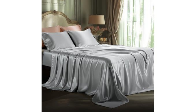 Bedsure Grey Satin Sheets Full Size, Soft Silky Bedsheets for Hair & Skin thumbnail 1