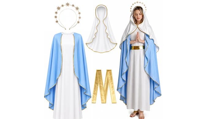 Adnee 4 Pcs Mary Costumes for Women, Virgin Mary Outfits Accessories Kit thumbnail 1