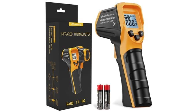 Infrared Thermometer Laser Temperature Gun -58℉ to 1112℉,with Cal Calibration and Adjustable Emissivity,Min& Max Measure,for Cooking,Oven,Meat Food,HVAC,Appliance（Yellow） thumbnail 1