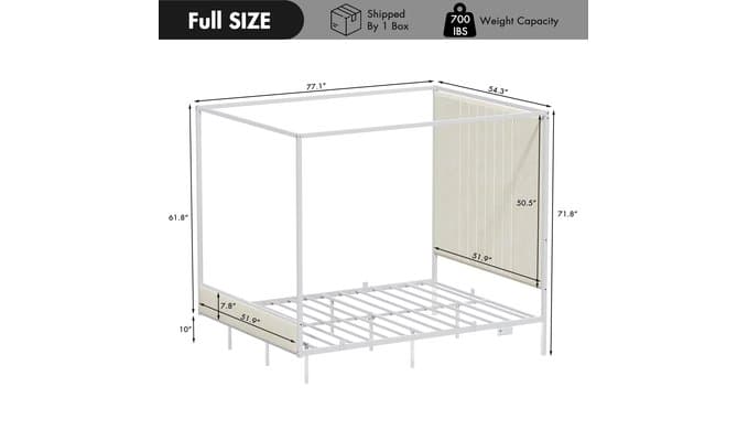 Full Canopy Platform Bed with Charging Station & LED Lights thumbnail 2