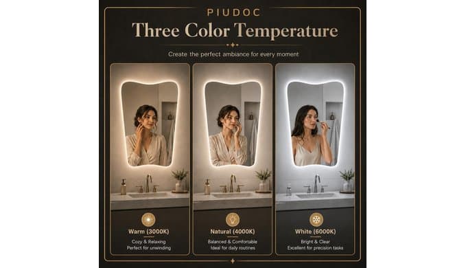 Irregular LED Bathroom Mirror, 24x36 Inch Frameless Backlit Vanity Mirror thumbnail 3