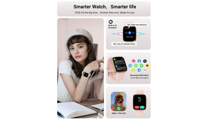 Gydom Smart Watch for Men/Women, 1.85" AMOLED Screen Fitness Tracker thumbnail 2