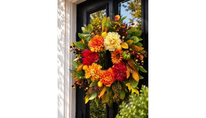 24 Inch Fall Wreaths for Front Door, Fall Decorations for Home, Fall Decor thumbnail 4
