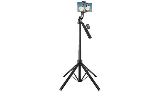 4-Leg Phone Tripod, 71-inch Selfie Stick for iPhone & Android thumbnail 1