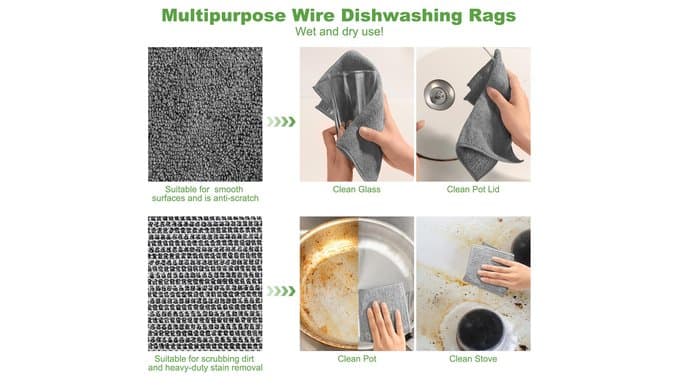 Non Scratch Wire Dishcloth, Metal Cleaning Cloths for Kitchen Dishes Rag thumbnail 5