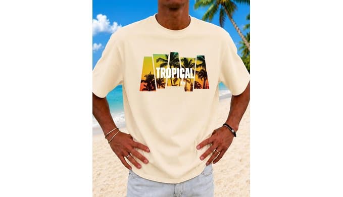 KUYIGO Men's Tropical Palm Tree Graphic T Shirt Casual Summer Tee thumbnail 2